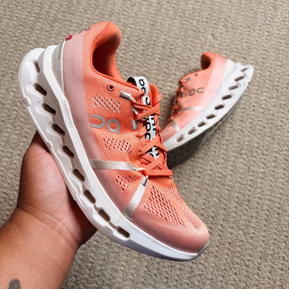 On Cloudsurfer Women 9.5 Running Shoes Fade Coral 3WD10441204 CloudTec Phase
